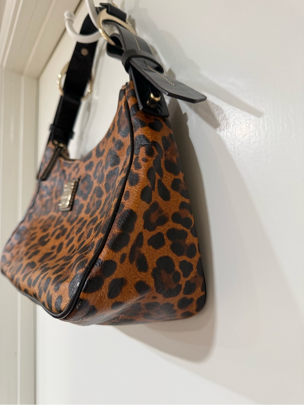 Dooney & Bourke Leopard-Print Shoulder Bag in Brown and Black - Picture 5 of 8